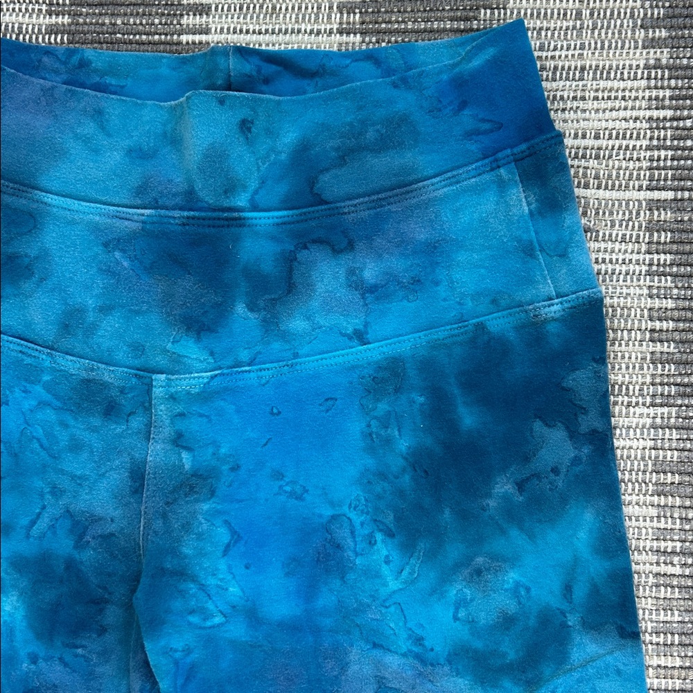 HARD TAIL FOREVER tie dye blue capri yoga leggings size S 90% cotton 10% lycra - Picture 11 of 13